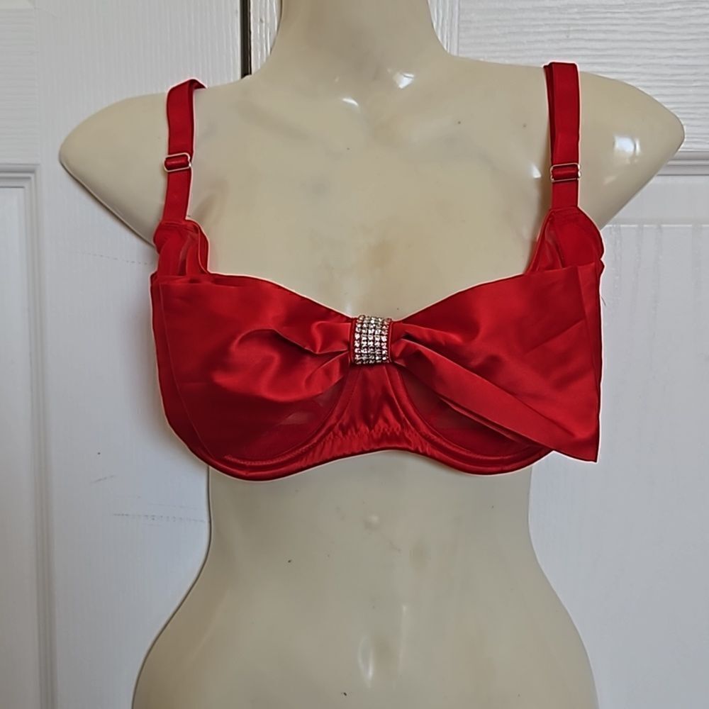 Victoria's Secret Women's Underwire Push-Up Without Padding Bow Bra Red 34DDD